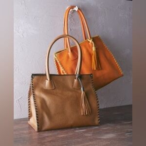Garnet Hill Modena Italian Leather Tote